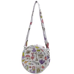 Fantasy-things-doodle-style-vector-illustration Crossbody Circle Bag