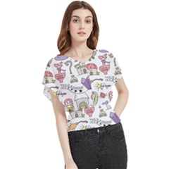 Fantasy-things-doodle-style-vector-illustration Butterfly Chiffon Blouse