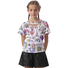 Fantasy-things-doodle-style-vector-illustration Kids  Front Cut Tee