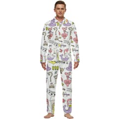 Fantasy-things-doodle-style-vector-illustration Men s Long Sleeve Velvet Pocket Pajamas Set