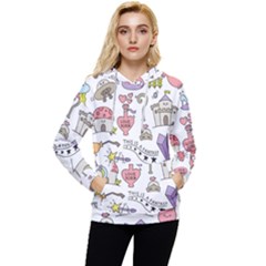 Fantasy-things-doodle-style-vector-illustration Women s Lightweight Drawstring Hoodie