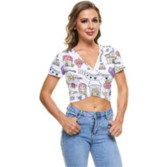 Fantasy-things-doodle-style-vector-illustration Short Sleeve Foldover Tee