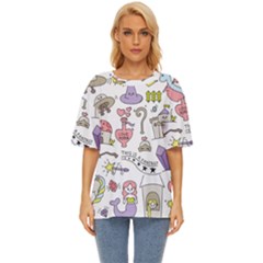 Fantasy-things-doodle-style-vector-illustration Oversized Basic Tee