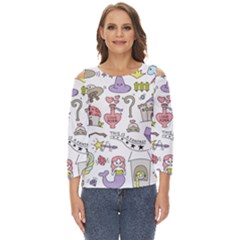 Fantasy-things-doodle-style-vector-illustration Cut Out Wide Sleeve Top