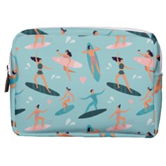 Beach-surfing-surfers-with-surfboards-surfer-rides-wave-summer-outdoors-surfboards-seamless-pattern- Make Up Pouch (medium)