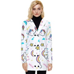 Unicorns-rainbows-seamless-pattern Button Up Hooded Coat 