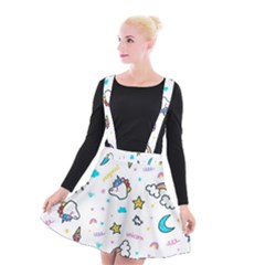 Unicorns-rainbows-seamless-pattern Suspender Skater Skirt