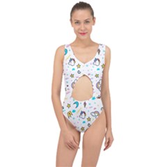 Unicorns-rainbows-seamless-pattern Center Cut Out Swimsuit