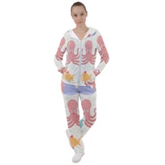 Underwater-seamless-pattern-light-background-funny Women s Tracksuit