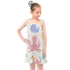 Underwater-seamless-pattern-light-background-funny Kids  Overall Dress