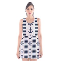 Nautical-seamless-pattern-vector-illustration Scoop Neck Skater Dress by Jancukart