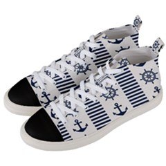 Nautical-seamless-pattern-vector-illustration Men s Mid-top Canvas Sneakers
