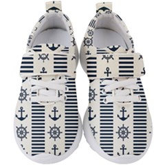 Nautical-seamless-pattern-vector-illustration Kids  Velcro Strap Shoes