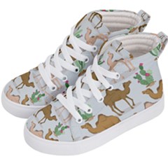 Camels-cactus-desert-pattern Kids  Hi-top Skate Sneakers by Jancukart