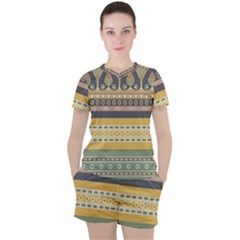 Seamless-pattern-egyptian-ornament-with-lotus-flower Women s Tee And Shorts Set