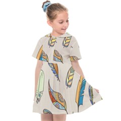 Vector-boho-doodle-feathers-seamless-pattern-illustration Kids  Sailor Dress