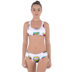 Set-colorful-comic-speech-bubbles Criss Cross Bikini Set by Jancukart