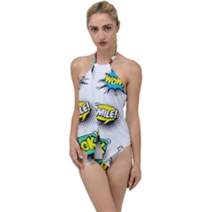 Set-colorful-comic-speech-bubbles Go With The Flow One Piece Swimsuit