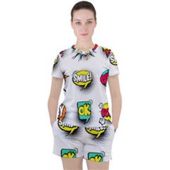 Set-colorful-comic-speech-bubbles Women s Tee And Shorts Set