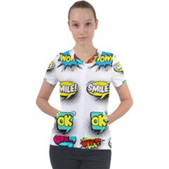 Set-colorful-comic-speech-bubbles Short Sleeve Zip Up Jacket by Jancukart