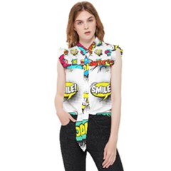 Set-colorful-comic-speech-bubbles Frill Detail Shirt