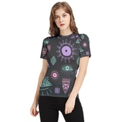 Vintage-seamless-pattern-with-tribal-art-african-style-drawing Women s Short Sleeve Rash Guard