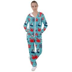 Seamless-pattern-nautical-icons-cartoon-style Women s Tracksuit