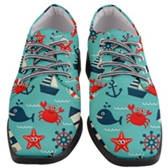 Seamless-pattern-nautical-icons-cartoon-style Women Heeled Oxford Shoes by Jancukart