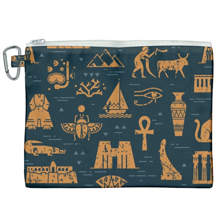 Dark-seamless-pattern-symbols-landmarks-signs-egypt Canvas Cosmetic Bag (XXL)