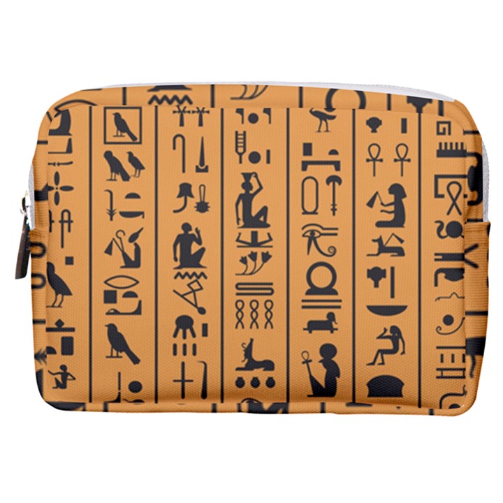 Egyptian-hieroglyphs-ancient-egypt-letters-papyrus-background-vector-old-egyptian-hieroglyph-writing Make Up Pouch (Medium)