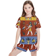 Ancient-egyptian-religion-seamless-pattern Kids  Tee And Sports Shorts Set by Jancukart