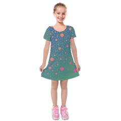 Color Pattern Dot Scrapbooking Kids  Short Sleeve Velvet Dress by Wegoenart