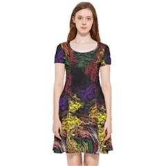 Abstract Painting Colorful Inside Out Cap Sleeve Dress