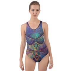 Dragon Fractal Pattern Texture Cut-out Back One Piece Swimsuit by Wegoenart