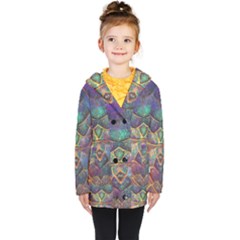 Dragon Fractal Pattern Texture Kids  Double Breasted Button Coat by Wegoenart