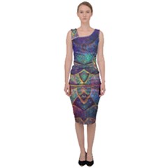 Dragon Fractal Pattern Texture Sleeveless Pencil Dress by Wegoenart