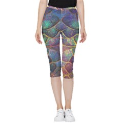 Dragon Fractal Pattern Texture Inside Out Lightweight Velour Capri Leggings  by Wegoenart