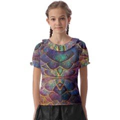 Dragon Fractal Pattern Texture Kids  Frill Chiffon Blouse by Wegoenart