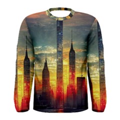 New York City Sunset Dusk Twilight Men s Long Sleeve Tee by Wegoenart