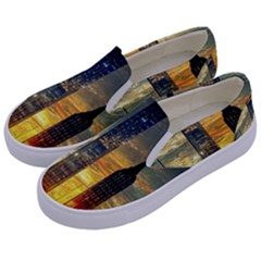 New York City Sunset Dusk Twilight Kids  Canvas Slip Ons by Wegoenart