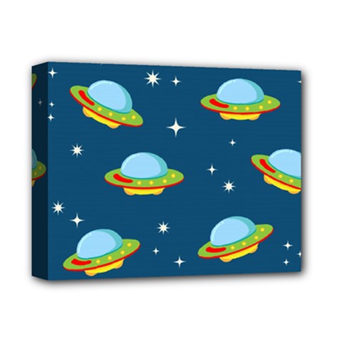 Seamless Pattern Ufo With Star Space Galaxy Background Deluxe Canvas 14  X 11  (stretched) by Wegoenart
