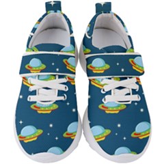 Seamless Pattern Ufo With Star Space Galaxy Background Kids  Velcro Strap Shoes by Wegoenart