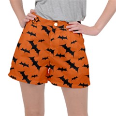 Halloween Card With Bats Flying Pattern Ripstop Shorts by Wegoenart