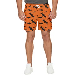 Halloween Card With Bats Flying Pattern Men s Runner Shorts by Wegoenart