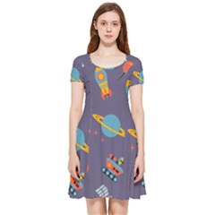 Space Seamless Pattern Inside Out Cap Sleeve Dress by Wegoenart