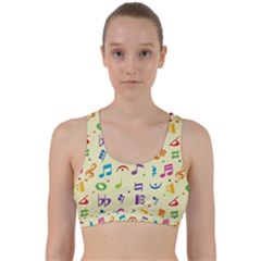 Seamless Pattern Musical Note Doodle Symbol Back Weave Sports Bra by Wegoenart