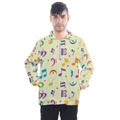 Seamless Pattern Musical Note Doodle Symbol Men s Half Zip Pullover by Wegoenart