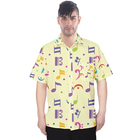 Seamless Pattern Musical Note Doodle Symbol Men s Hawaii Shirt by Wegoenart