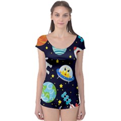 Space Seamless Pattern Boyleg Leotard  by Wegoenart