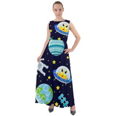 Space Seamless Pattern Chiffon Mesh Boho Maxi Dress